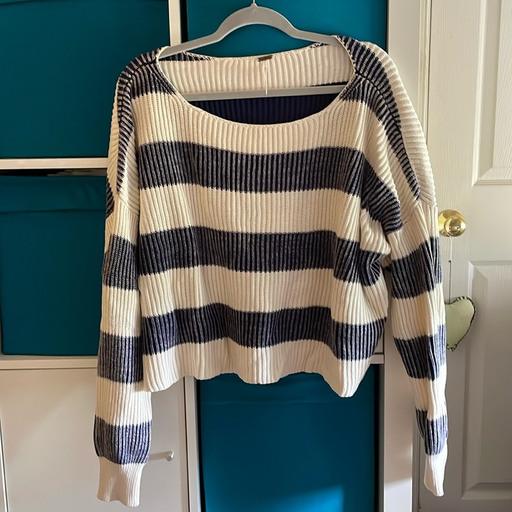 Free People Blue Stripped Sweater